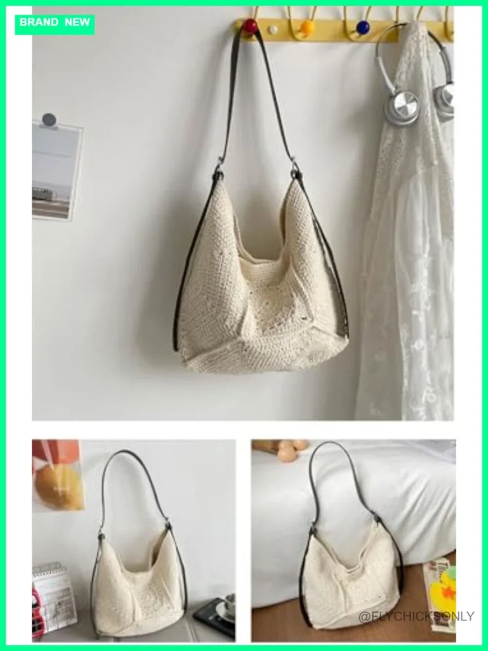 Bohemia Crochet Macrame Hobo Shoulder Beach Crossbody Bag Tote